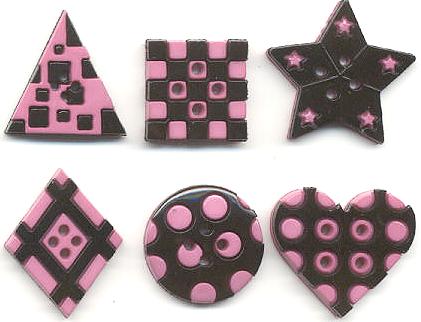 Geometric Buttons - black-pink