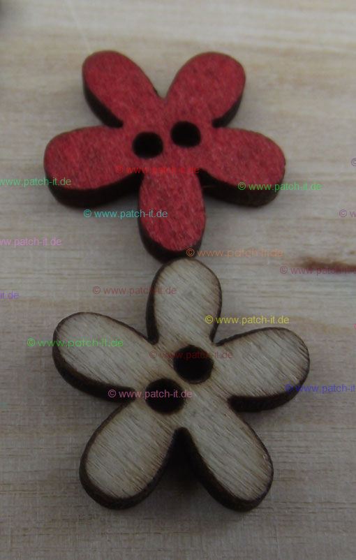 Holzknopf Blume - rot 18mm