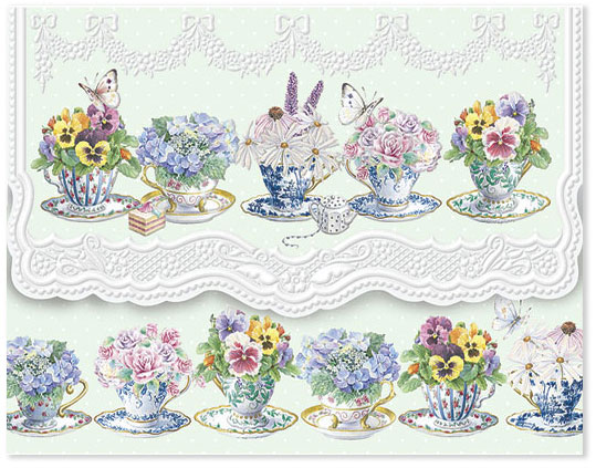 Carol Wilson Fine Arts - Teacups with Flowers