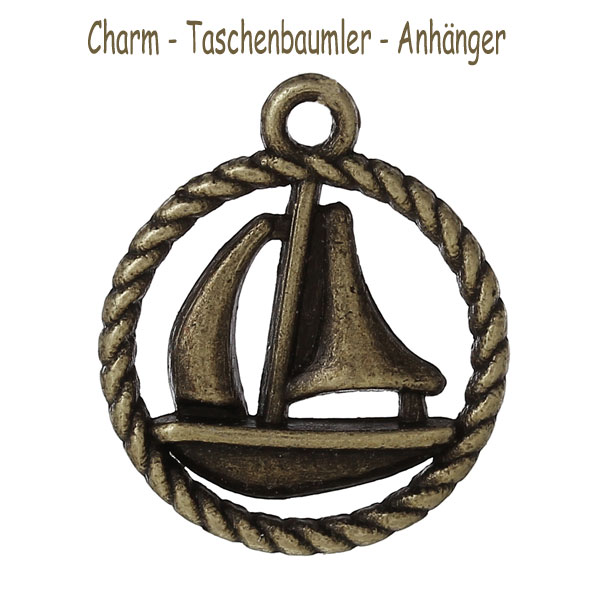 Charms "Segelboot" - altmessing