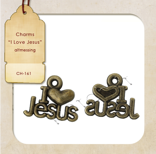 Charms "I Love Jesus" altmessing