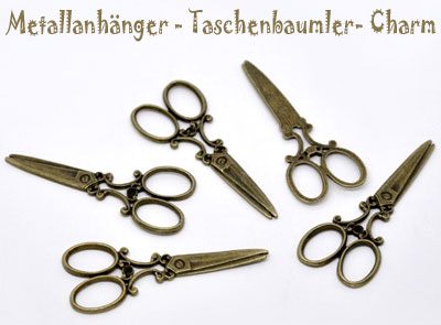 Charms \"Schere\" 6cm altmessing
