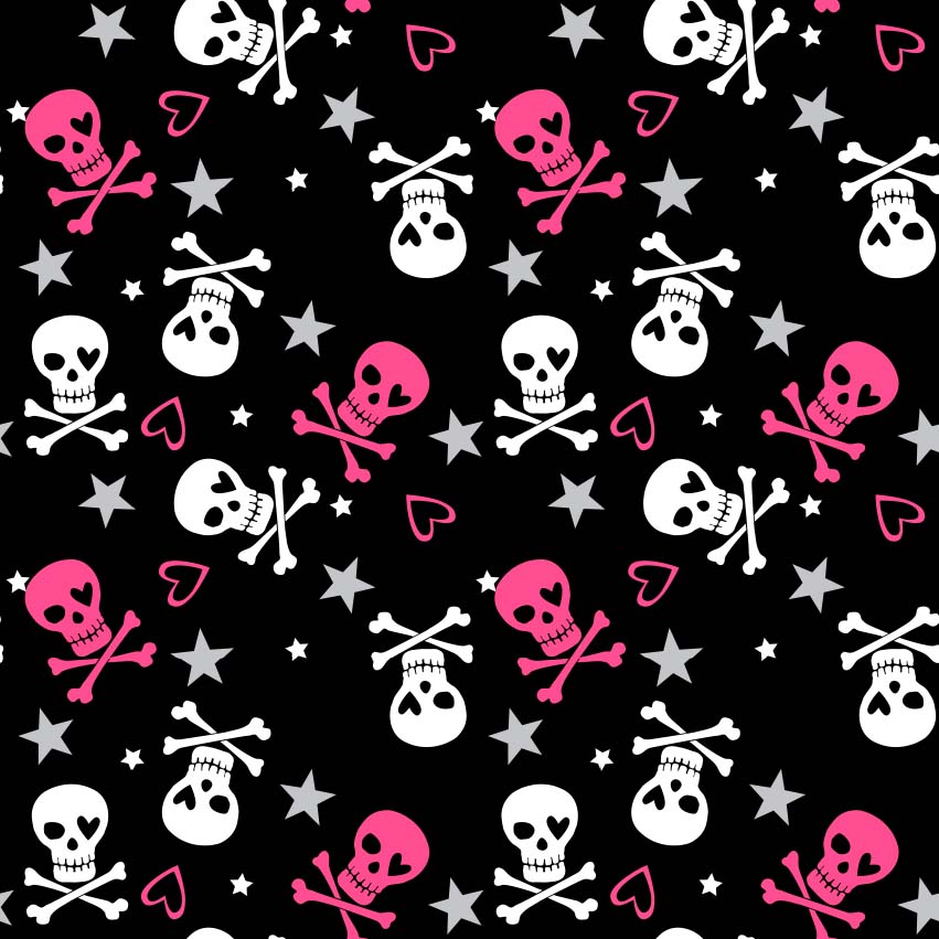 Skulls - pink-black