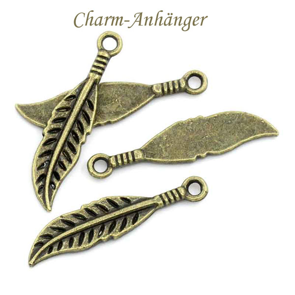 Charms "Feder" altmessing