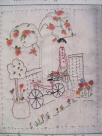 Cycling Home - Stitchery small decor quilt throw