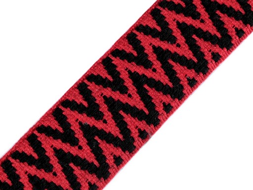 Gurtband 35 mm - ZickZack - rot-schwarz