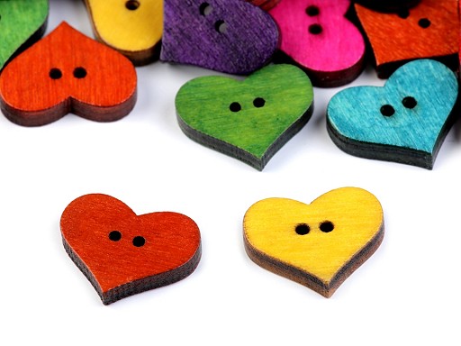 Herz - Holzknopf - verschiedene Farben