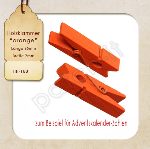 Holzklammer - orange 35mm