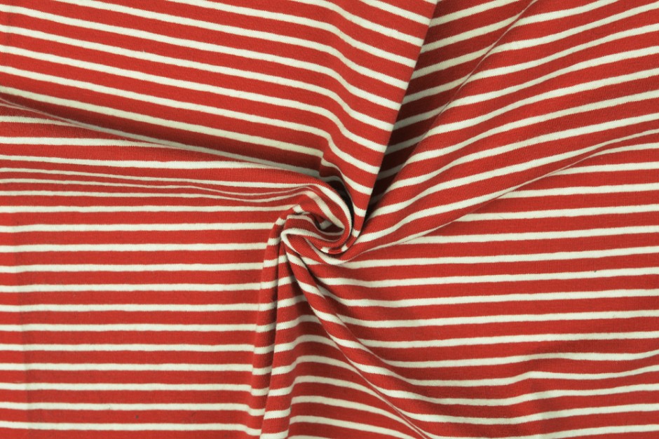 Baumwolljersey - Striped - red-white