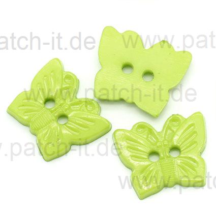 Schmetterling Kunststoffknopf - hellgrün