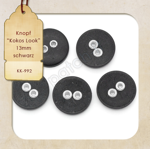 Knopf mit Metallöcher 2-loch - schwarz