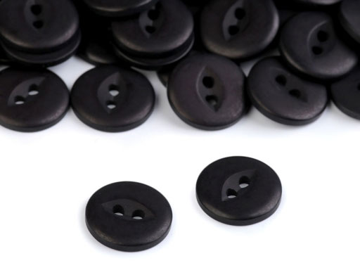 Runder Knopf mit Rille - schwarz 15,3mm