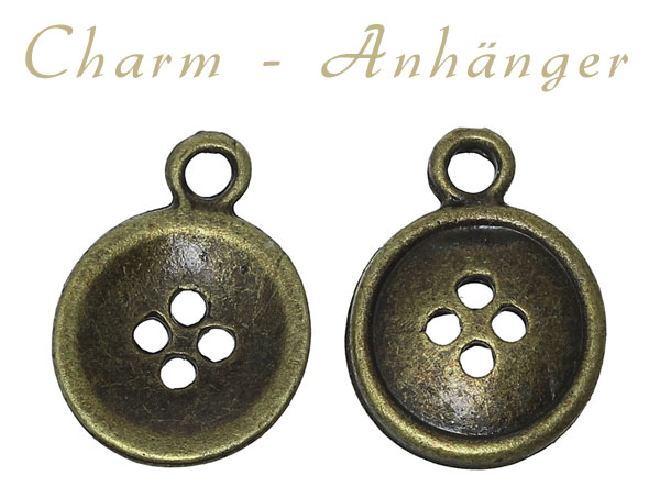 Charms "Knopf" - altmessing