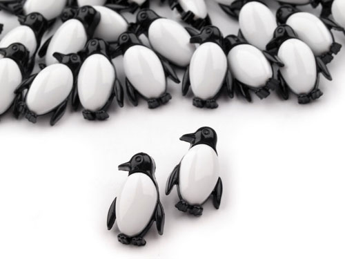 Pinguin Knopf mit Öse - schwarz-weiss