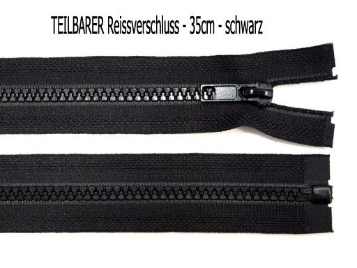 TEILBARER Reissverschluss - 35cm - schwarz