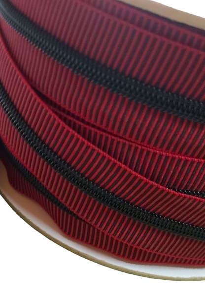 Reissverschluss - Stripes - red-black