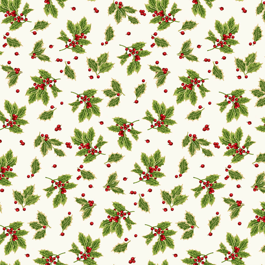 Holiday Botanical - Tossed Holly Leaves - cream